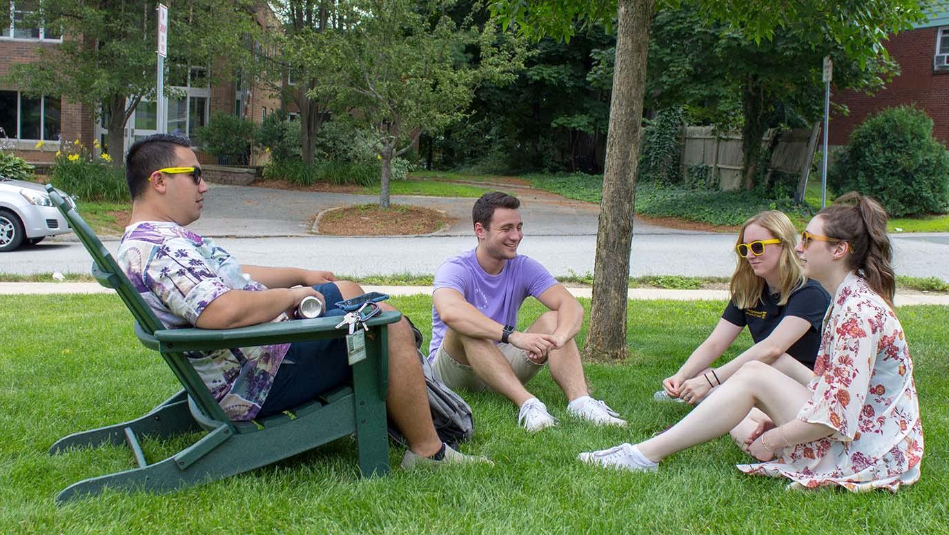 Lounging outside of Linsley Hall